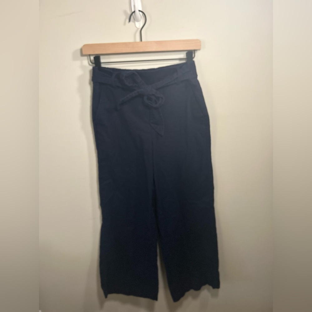 j crew navy cropped leg pant with belt